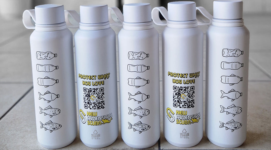Free reusable insulated water bottles for our divers